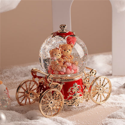 Christmas Snow Dream Couple Carriage Crystal Ball Music Box Music Box Girls Wedding Birthday Gift for Child Home Decor