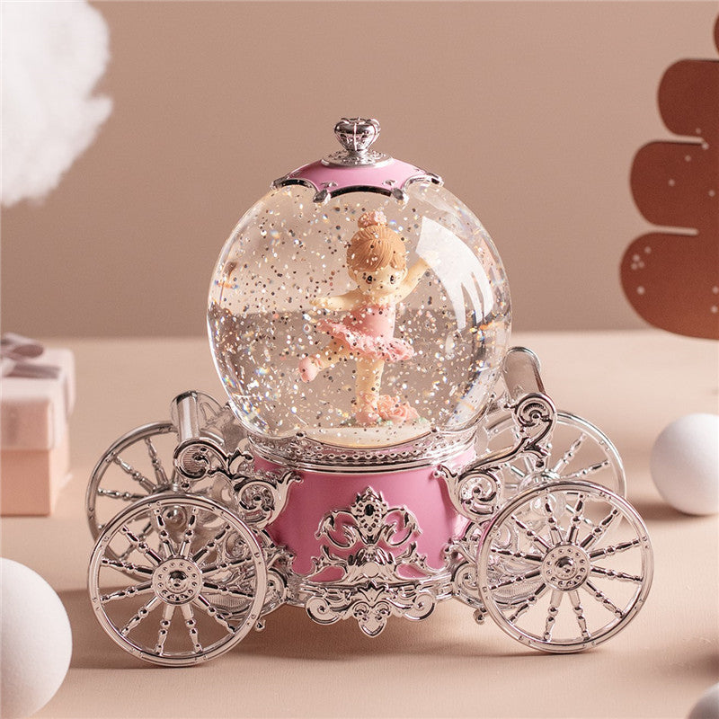 Christmas Snow Dream Couple Carriage Crystal Ball Music Box Music Box Girls Wedding Birthday Gift for Child Home Decor