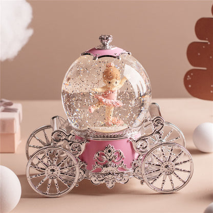 Christmas Snow Dream Couple Carriage Crystal Ball Music Box Music Box Girls Wedding Birthday Gift for Child Home Decor