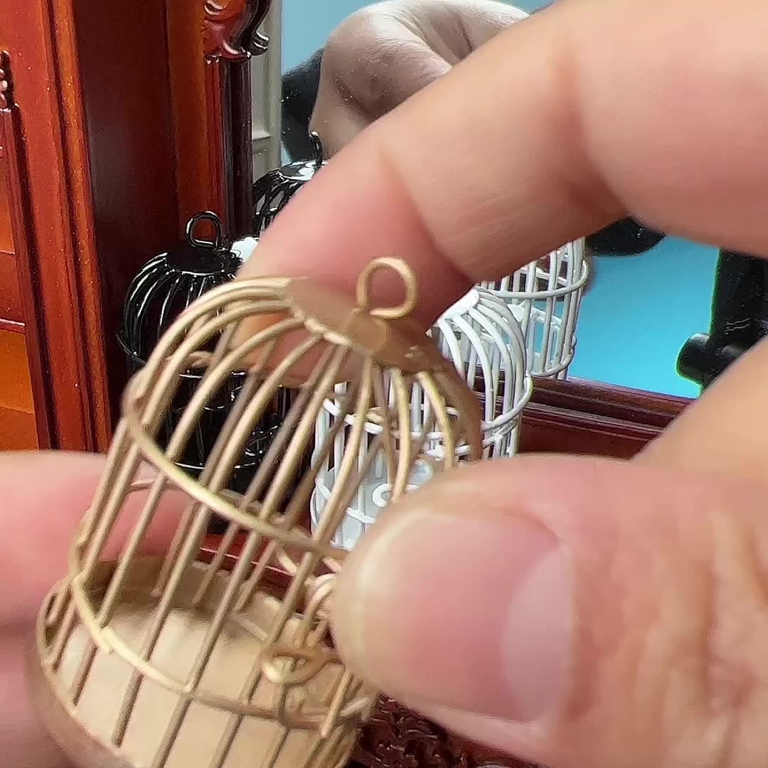 Dollhouse Accessory – Metal Mini Birdcage Model