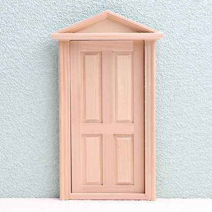 Dollhouse Miniature Furniture – Wooden Christmas Decor with Pointed Top Door Model