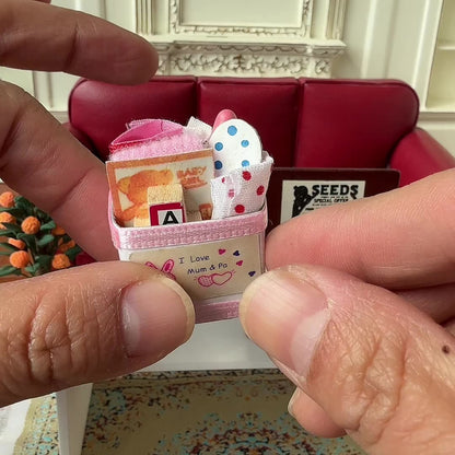 1:12 Dollhouse Pink Toy Box / Baby Storage Box