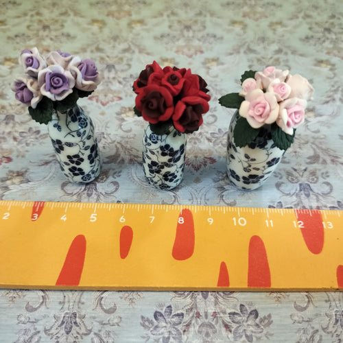 Lily minis-dollhouse miniature clay flowers with porcelain vase