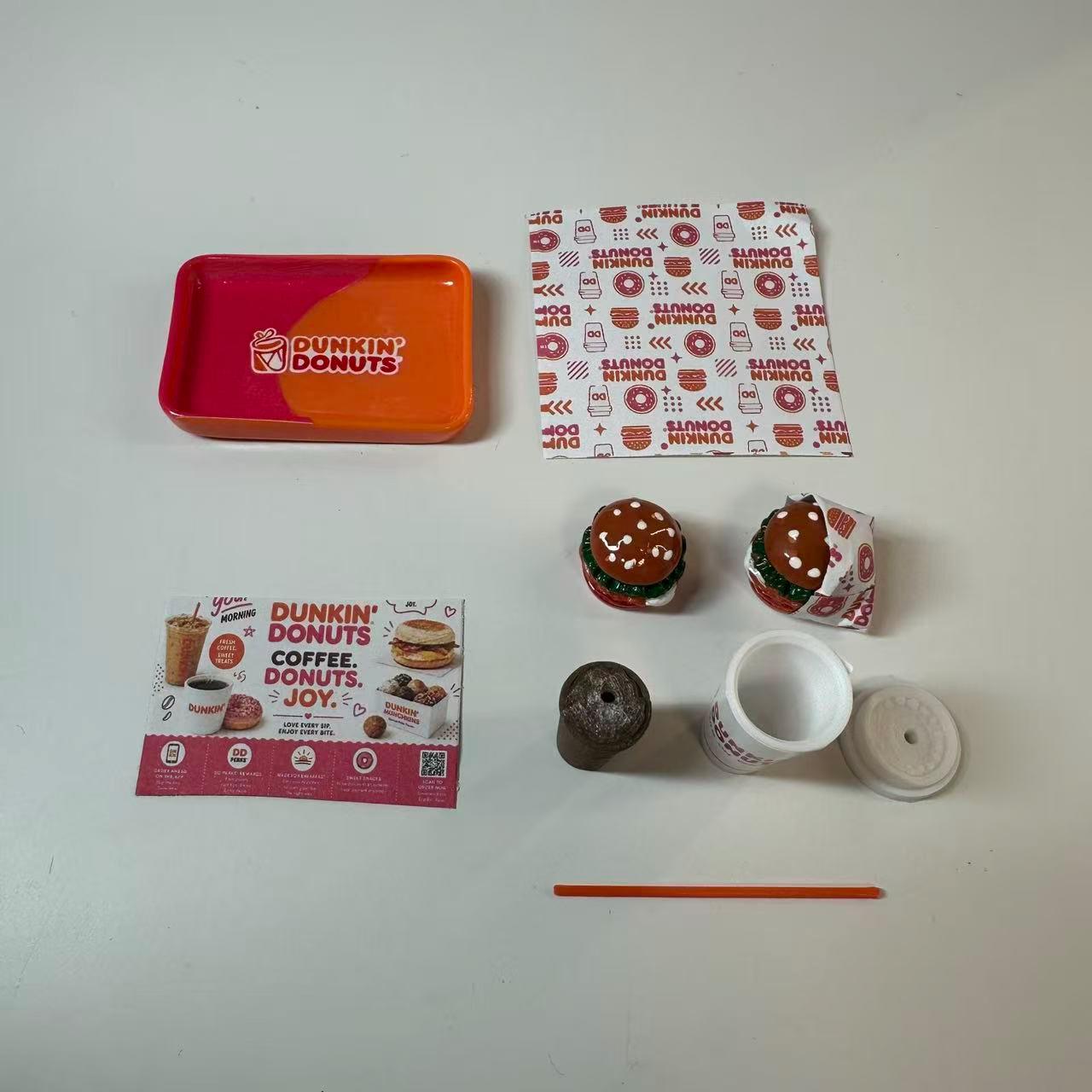 Lily minis-dollhouse Miniature Fast Food Burger Combo Meal, 1:12 Scale Resin Toy Tray Drink Props