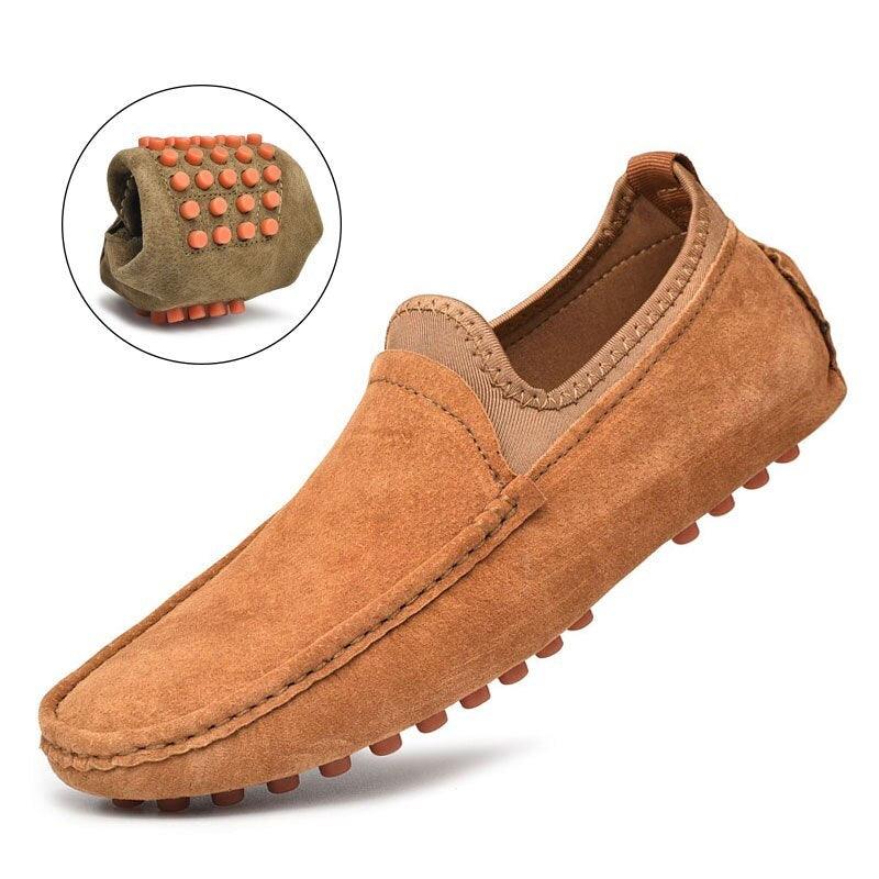 Casual Shoes Men Summer Moccasins Slip On Breathable Plus-Size Genuine-Leather