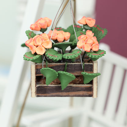 1:12 Dollhouse Miniature Food Scene Decoration – Miniature Simulated Flower Hanging Basket with Hydrangea Plant