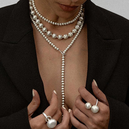 Heavy Industry Brushed Ball Necklace Light Luxury Design Sense Twin