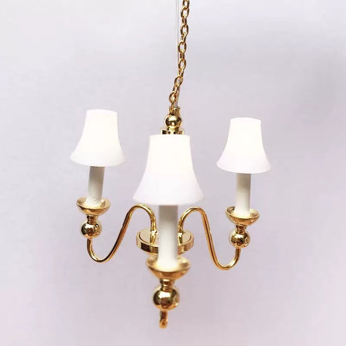 Lily minis-dollhouse LED three-headed white chandelier