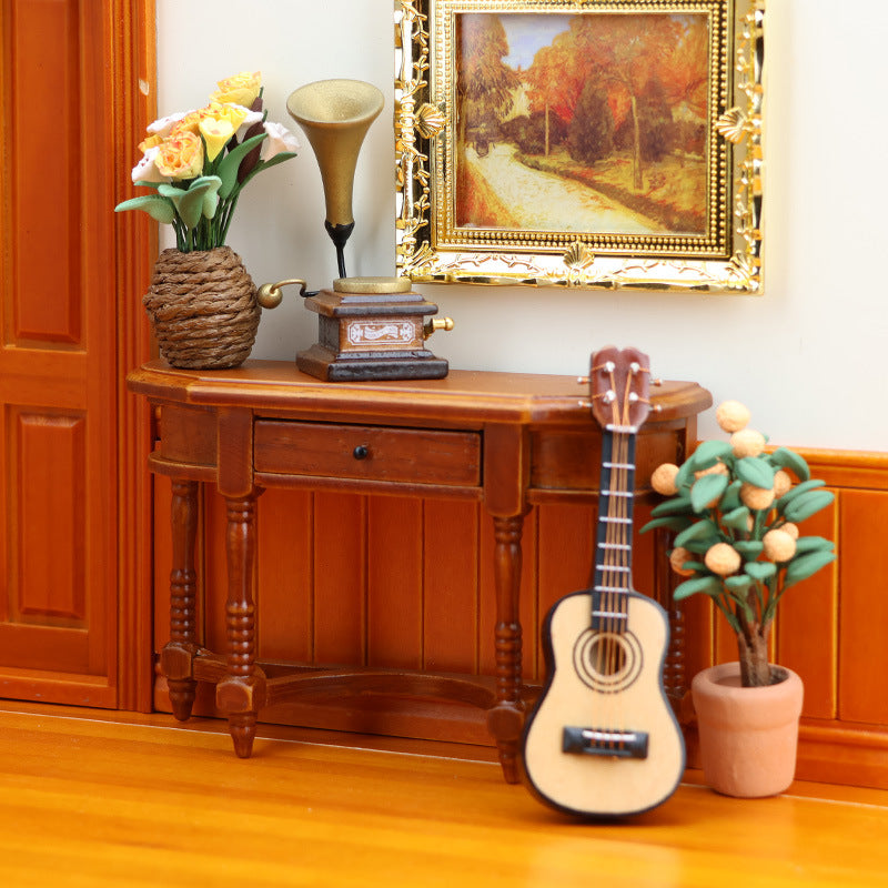 1:12 Mini Dollhouse Furniture – European Vintage Half-Table for Miniature Play Scenes