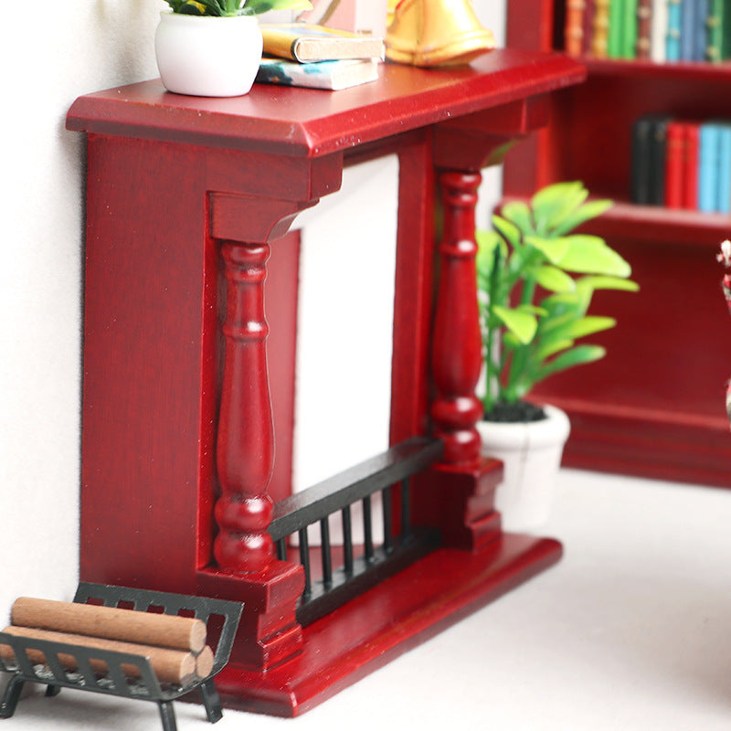 1:12 Dollhouse Miniature Furniture – Classic Living Room Mahogany Fireplace
