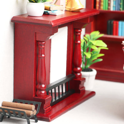 1:12 Dollhouse Miniature Furniture – Classic Living Room Mahogany Fireplace