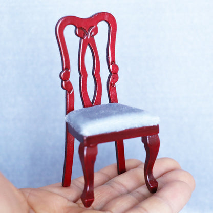 1:12 Dollhouse Miniature Furniture Vintage Red Wood Chair