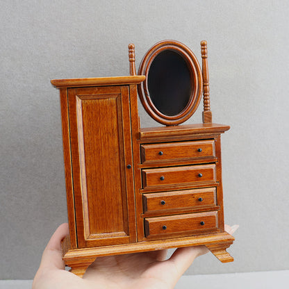 1:12 Mini Dollhouse Furniture – European Vintage Storage Vanity Cabinet for Miniature Scenes