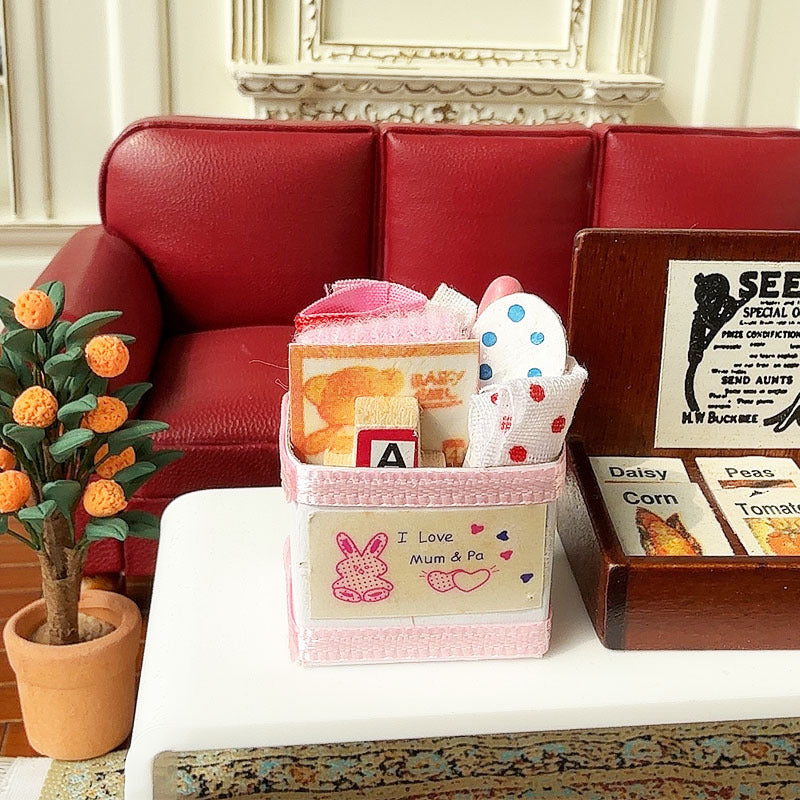 1:12 Dollhouse Pink Toy Box / Baby Storage Box