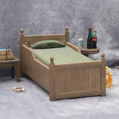 1:12 Scale Dollhouse Miniature Furniture Bedroom Scene Antique-Style Bed with Drawers