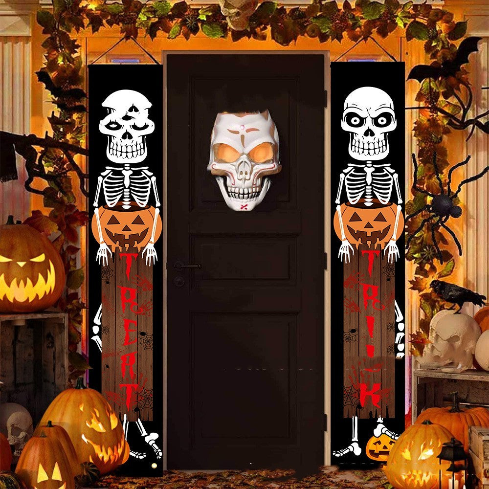 Halloween Couplet Undead Horror Skull Party Decoration Porch Flag