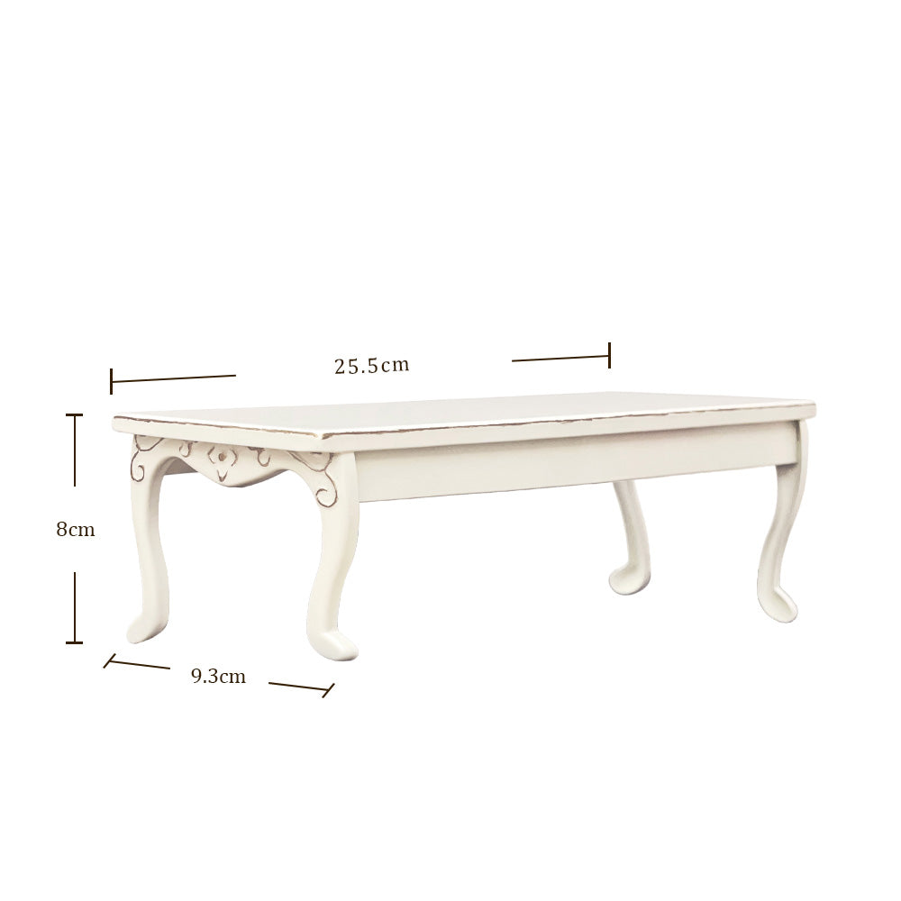 Retro Long Table White Dollhouse -1/12 Scale Dollhouse Miniature