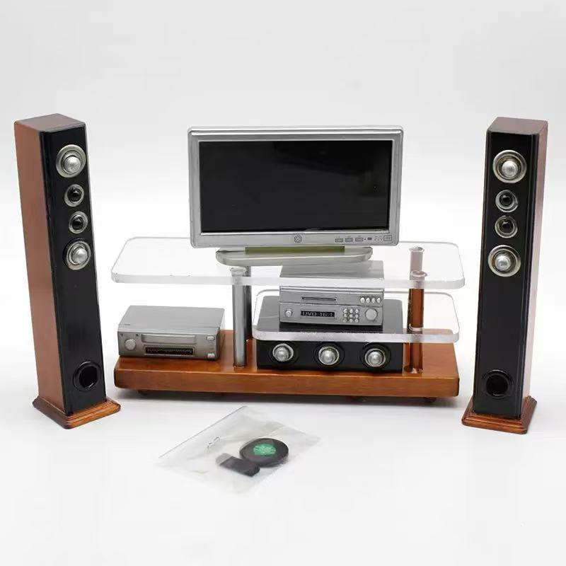 Lily minis-dollhouse Wooden nostalgic TV speaker set
