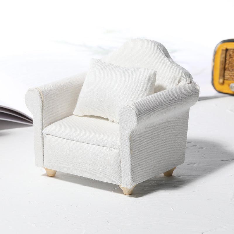 White Fabric Sofa 3-piece Miniature Model Scene