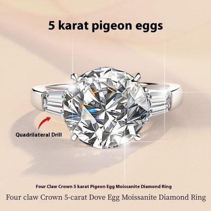 D Color Moissanite Ring Big Diamond Ring Female S925 Sterling Silver Waist Size Over Pen