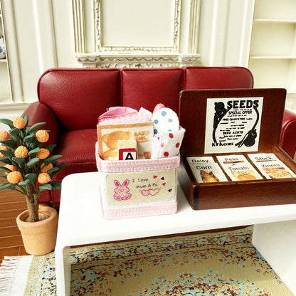 1:12 Dollhouse Pink Toy Box / Baby Storage Box