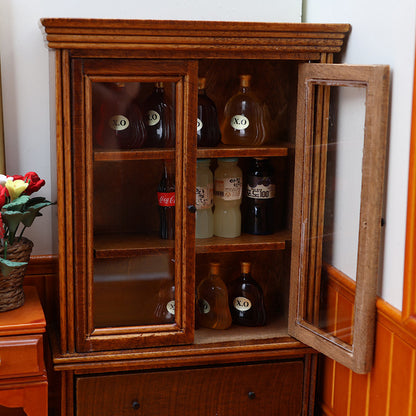 1:12 Mini Dollhouse Furniture – Vintage Brown Storage Cabinet for Living Room Scenes