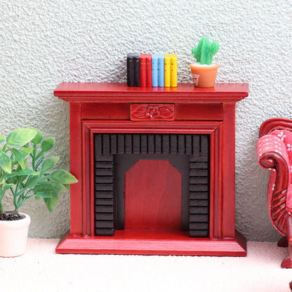 1:12 Mini Dollhouse Furniture – Realistic Wooden Fireplace for OB11 Miniature Scene Model