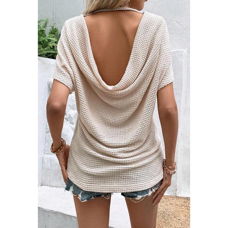 Summer Backless Female Casual Loose-fitting T-shirt