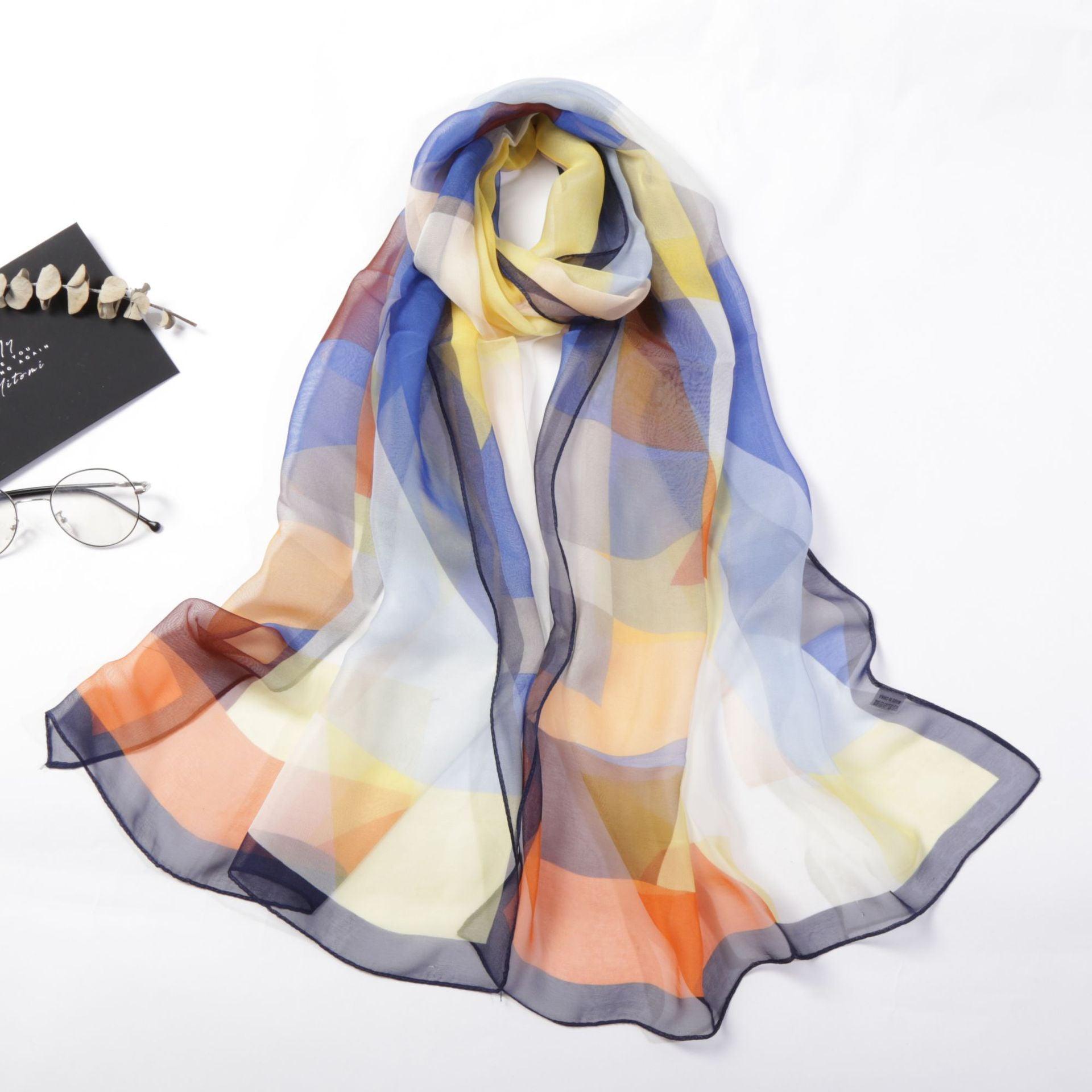 Casual Colorful Triangle Geometric Light And Delicate Silk Scarves