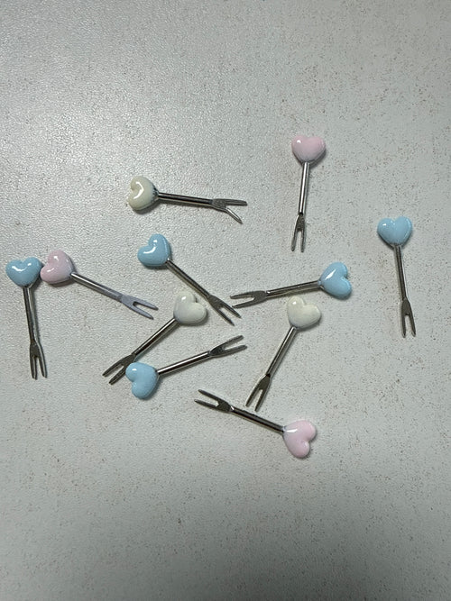 Lily minis-dollhouse Alloy love fruit fork 1pcs Random styles