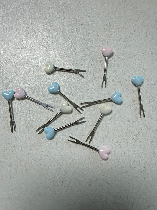 Lily minis-dollhouse Alloy love fruit fork 1pcs Random styles