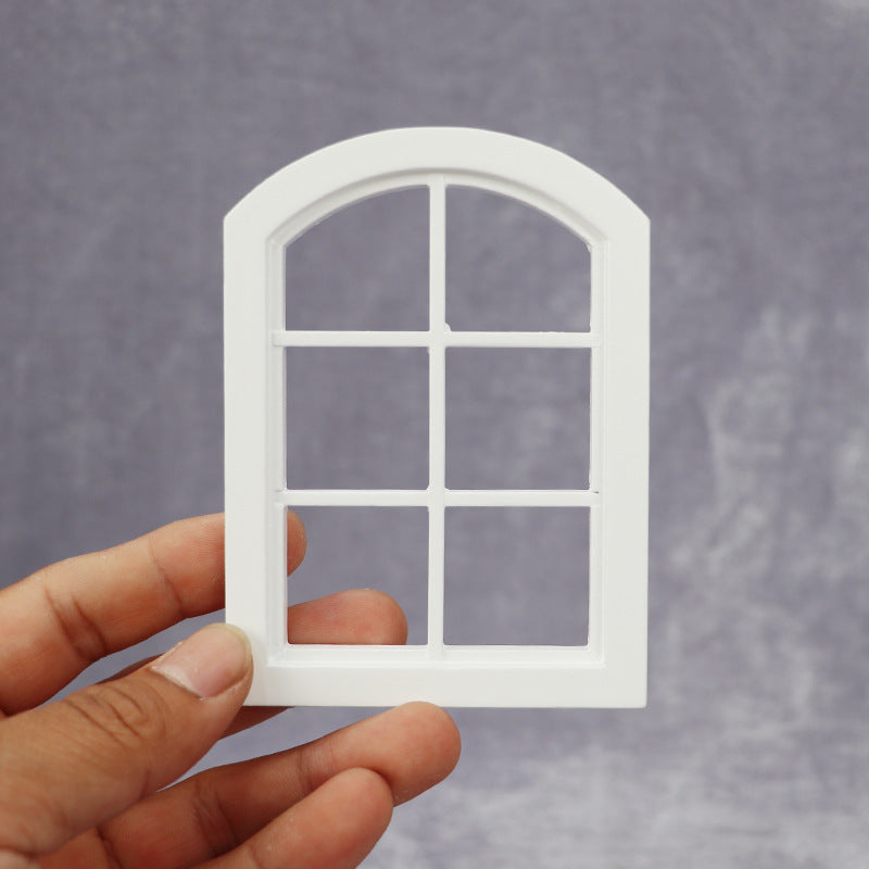 1:12 Dollhouse Miniature Furniture Model – White Arched Six-Grid Window