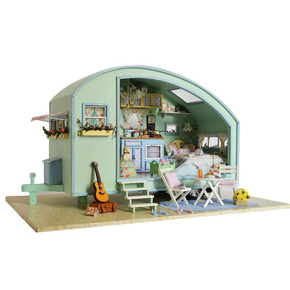 3D Puzzles DIY Miniature Dollhouse Kit for Adults Kids Wood Craft Furniture LED Music Box Light Time Travel Series