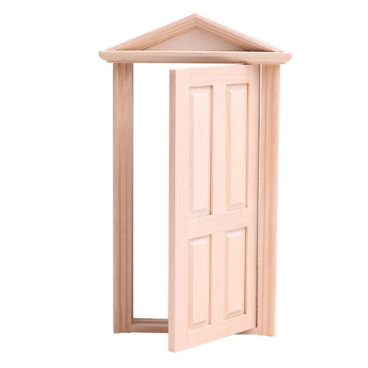 Dollhouse Miniature Furniture – Wooden Christmas Decor with Pointed Top Door Model