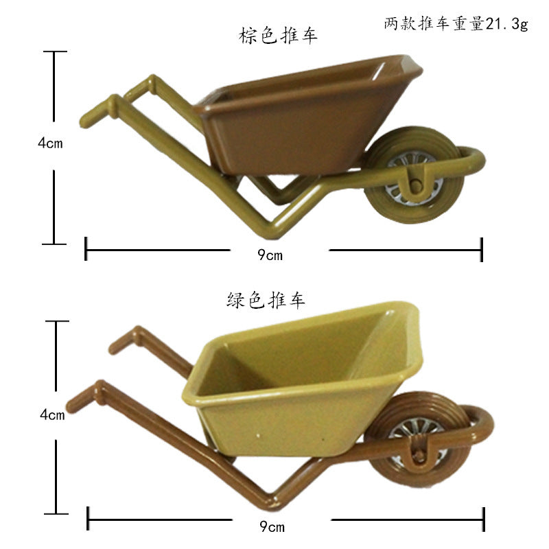 Rustic Farmhouse Miniature Set - 1:12 Scale Wooden Cart, Broom & Tools for Dollhouse Barnyard Scene