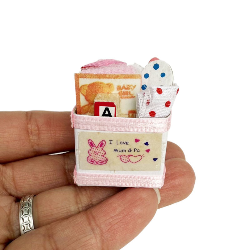 1:12 Dollhouse Pink Toy Box / Baby Storage Box