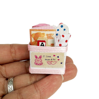 1:12 Dollhouse Pink Toy Box / Baby Storage Box