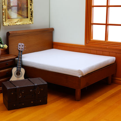 1:12 Mini Dollhouse Furniture – Modern Minimalist Wooden Double Bed for Bedroom Miniature Scenes