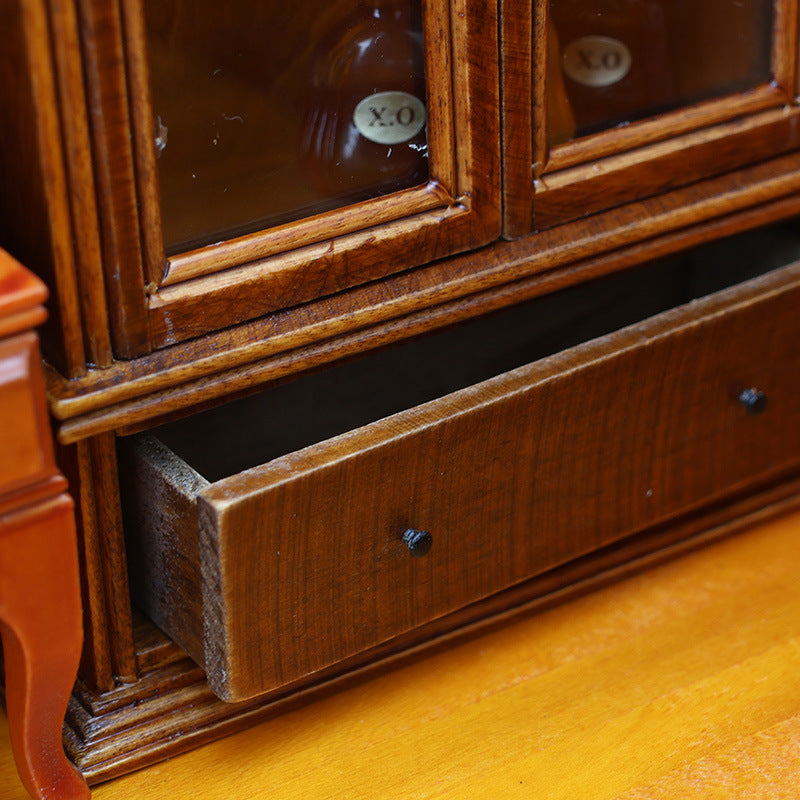 1:12 Mini Dollhouse Furniture – Vintage Brown Storage Cabinet for Living Room Scenes