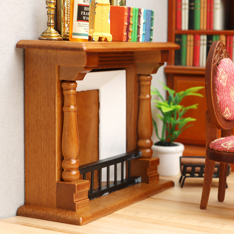 1:12 Dollhouse Miniature Furniture – Classic Living Room Mahogany Fireplace