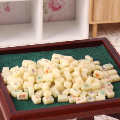 Miniature Candy Toy Mahjong Table Chair Mini Model 112 Points Ob11 Classic Red Stool