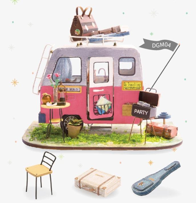 Happy Camper Miniature Dollhouse Trailer DIY Kit