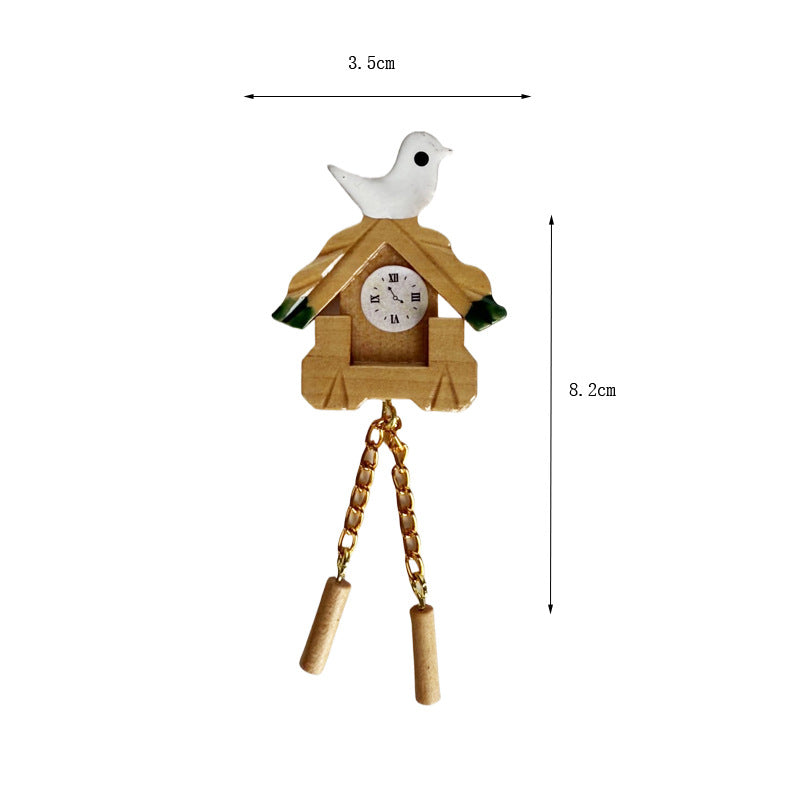 1:12 Doll house diy Xiao Wu mini simulation of every toy bird wooden wall clock miniature clock model