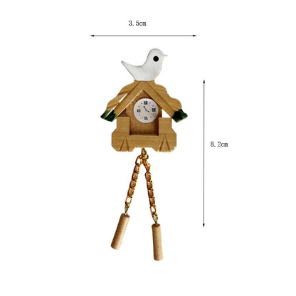 1:12 Doll house diy Xiao Wu mini simulation of every toy bird wooden wall clock miniature clock model