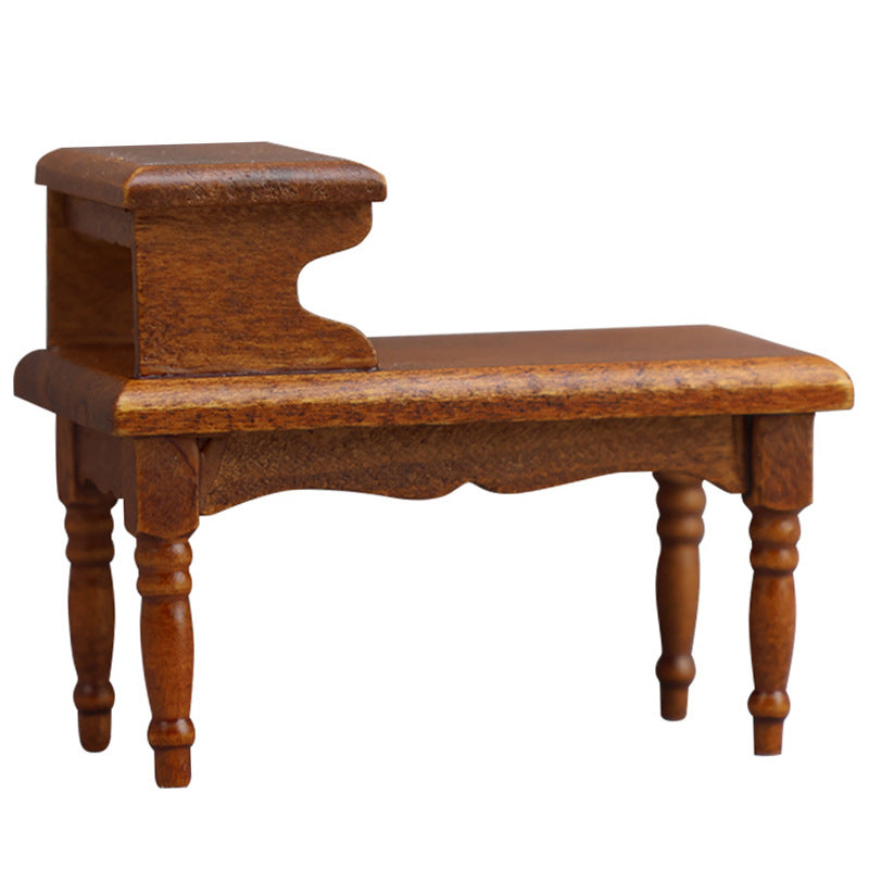 1:12 Mini Dollhouse Furniture – Brown Double-Layer Coffee Table for Living Room Miniature Scenes