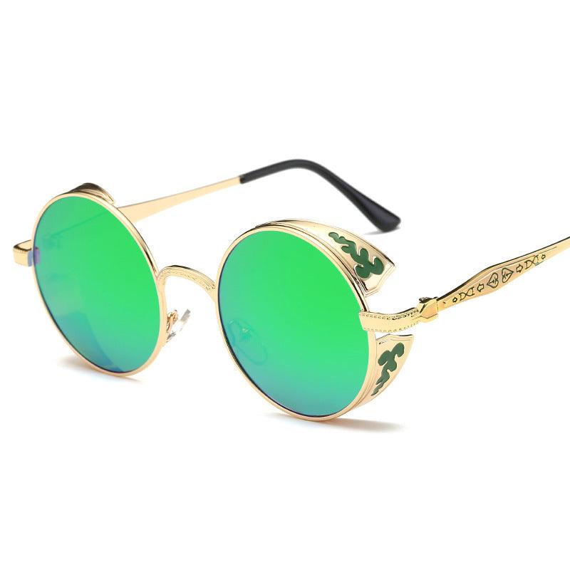 Punk Steam Round Large Frame Colorful Sunglasses Wholesale