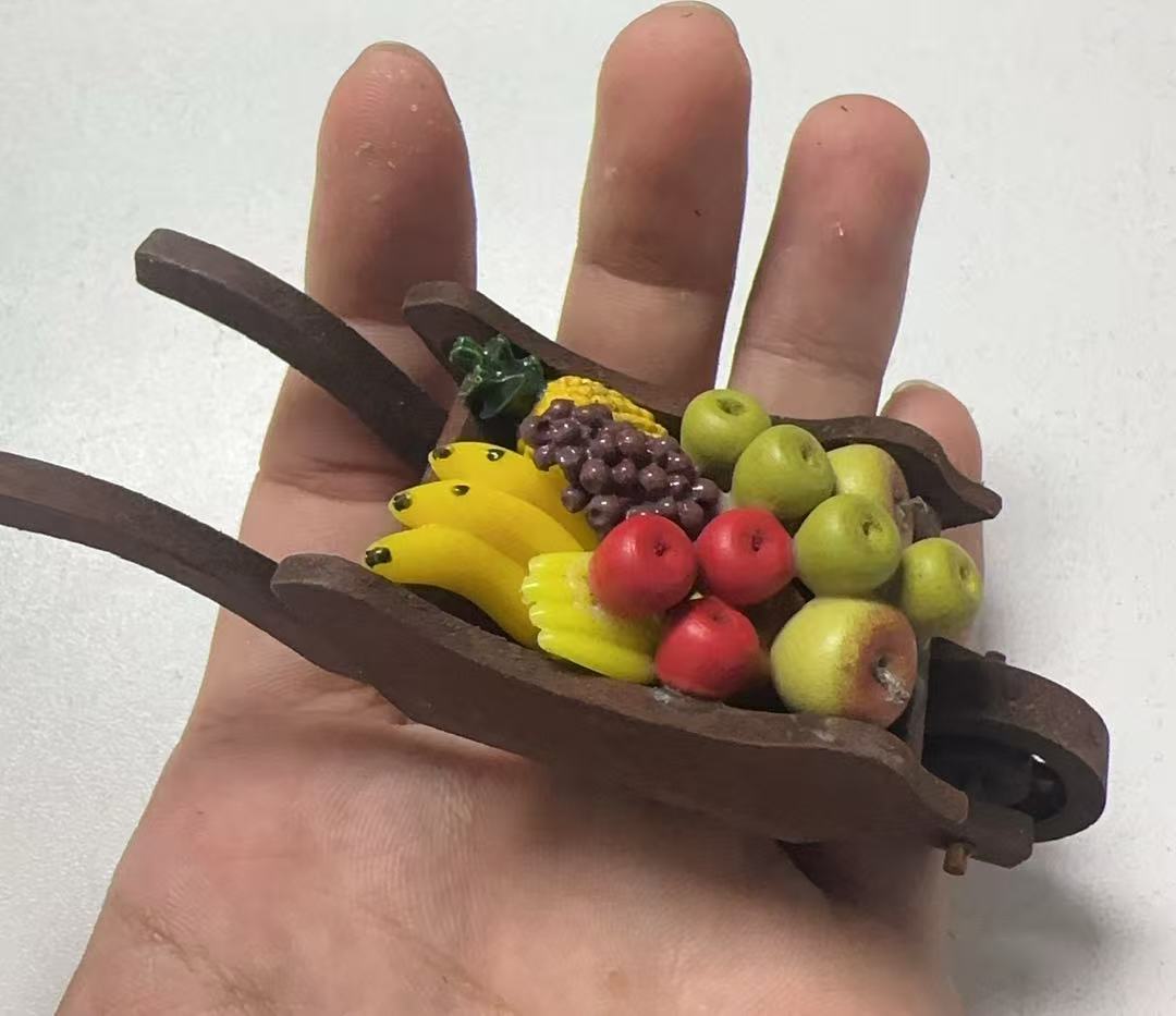 Lily minis-dollhouse  Miniature Wooden Fruit Wheelbarrow