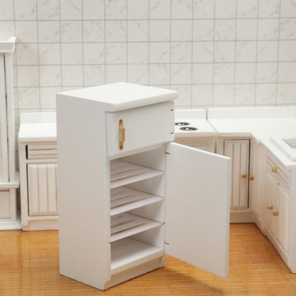 Miniature Furniture Miniature Model Kitchen Scene Of Doll House White Refrigerator