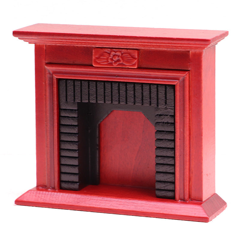 1:12 Mini Dollhouse Furniture – Realistic Wooden Fireplace for OB11 Miniature Scene Model