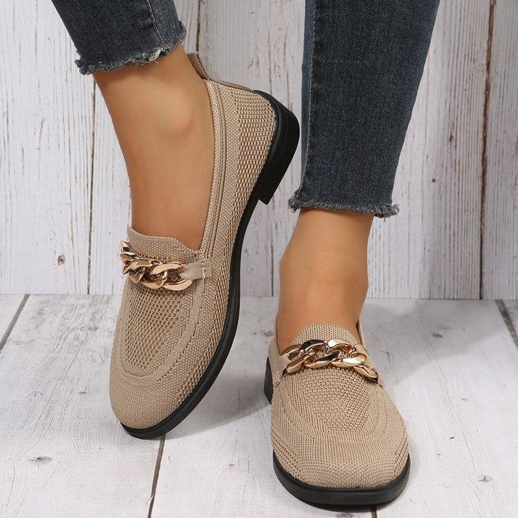 Summer New Style Fly Woven Shallow Chain Comfortable Casual Small White Shoes